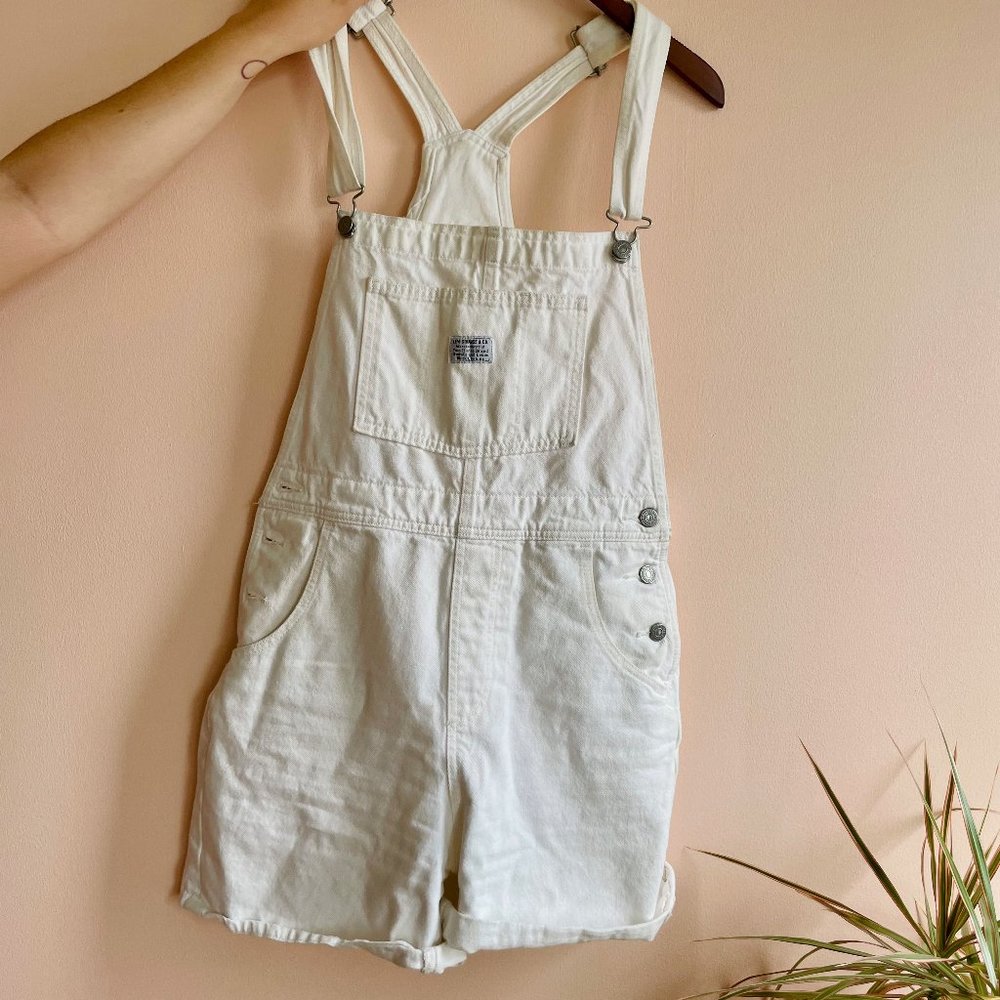 Levi's White Overall Shorts